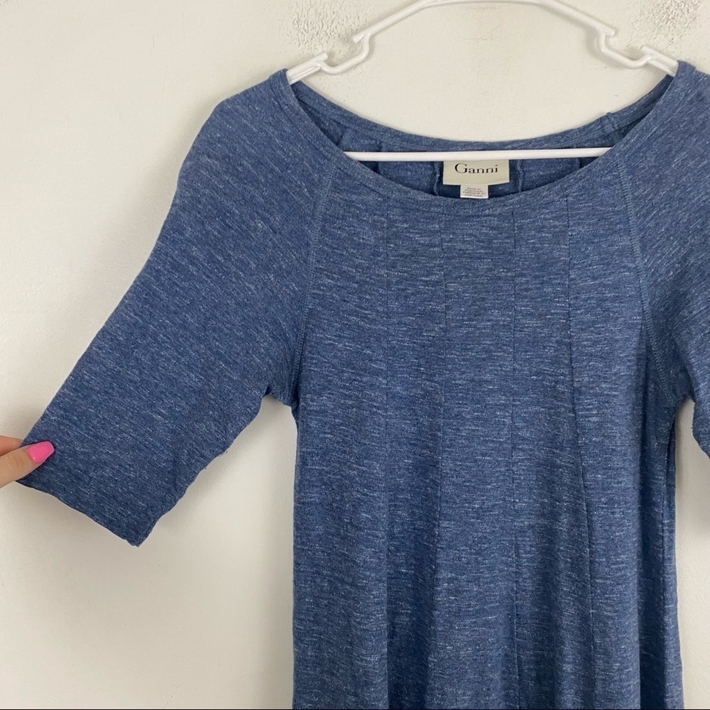 GANNI blue short sleeve swing dress - Picture 3 of 7